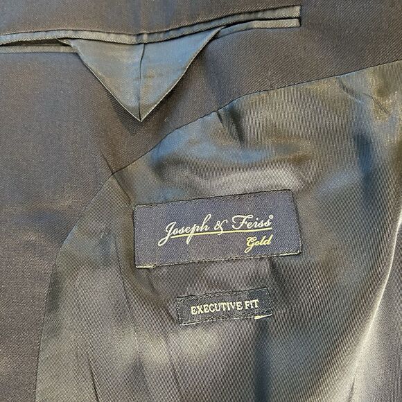 Joseph & Feiss Gold Executive Fit Blazer 50R Navy Blue 100% Wool Sport Coat - Picture 9 of 11